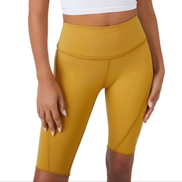 Free People Pants - FREE People Yellow Mustard Heart Rate Biker Shorts Size Small in Alchemy